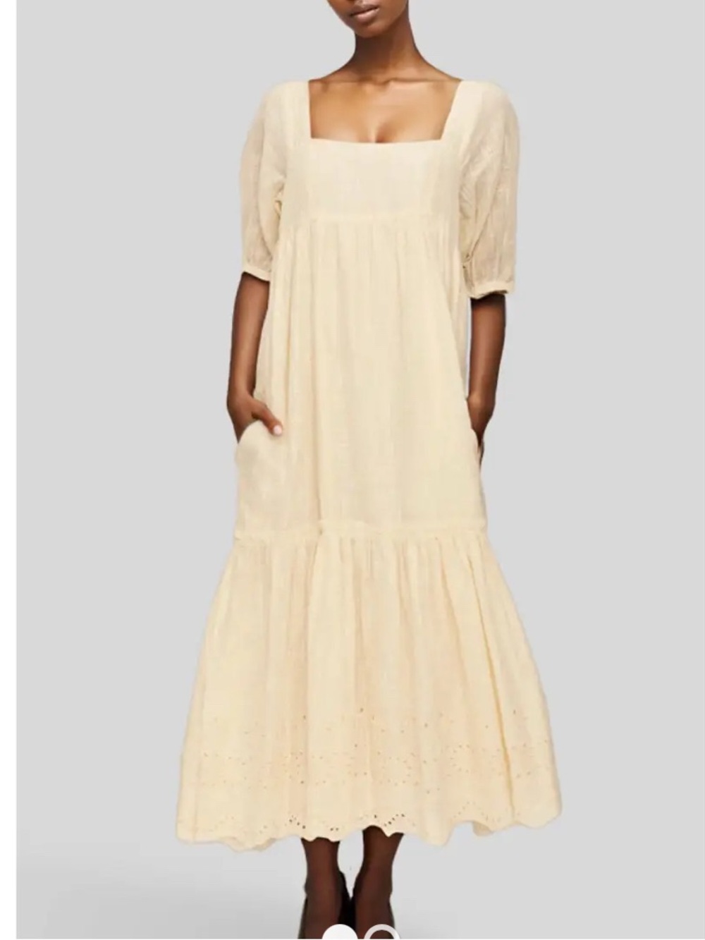 Anthropologie Saint Helena Cotton Maxi Midi Creamy Embroidered Dress size XL